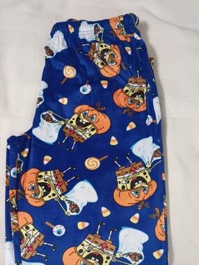 Blue Halloween Character Print Pajama Pants